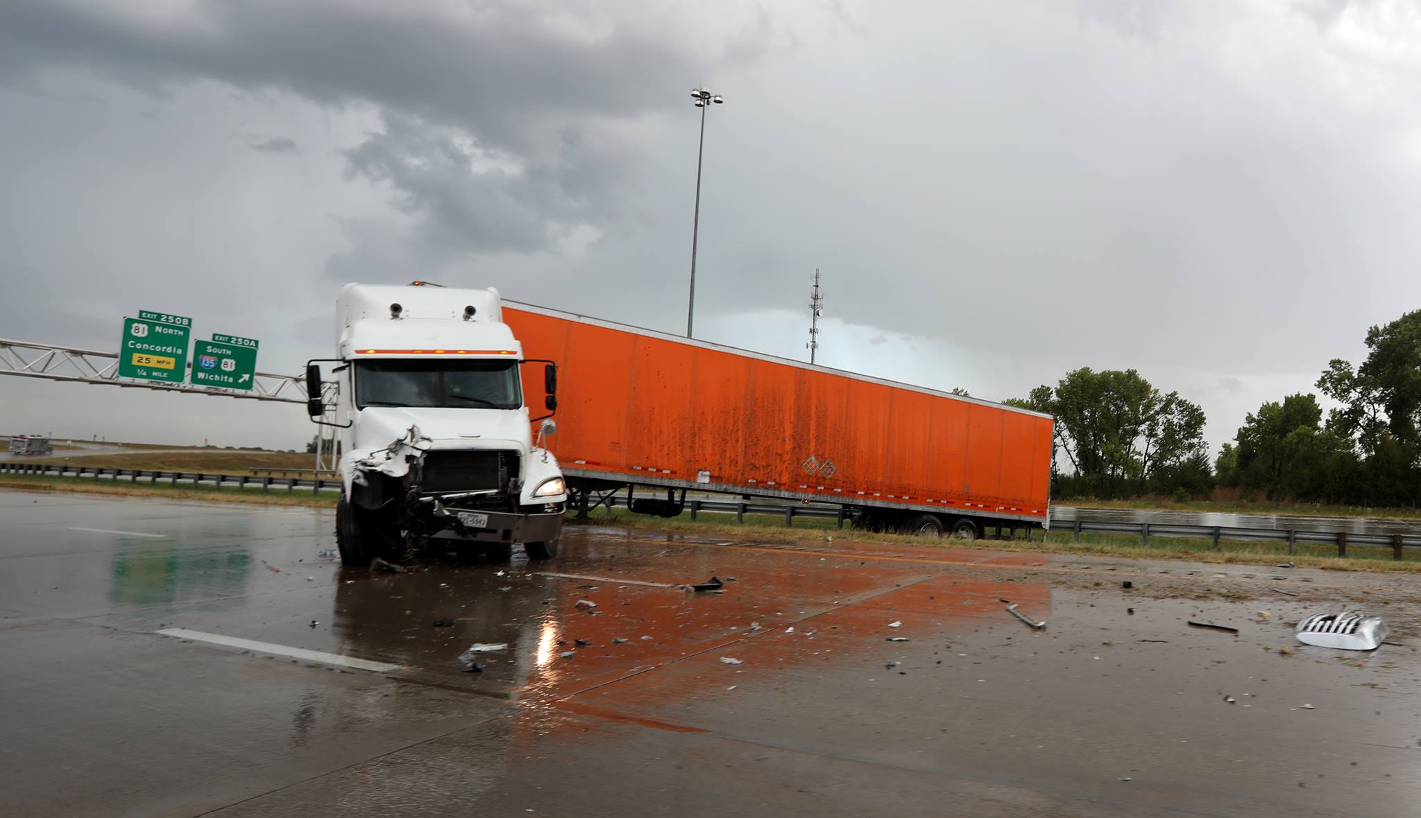 Truck Crashes in Storm