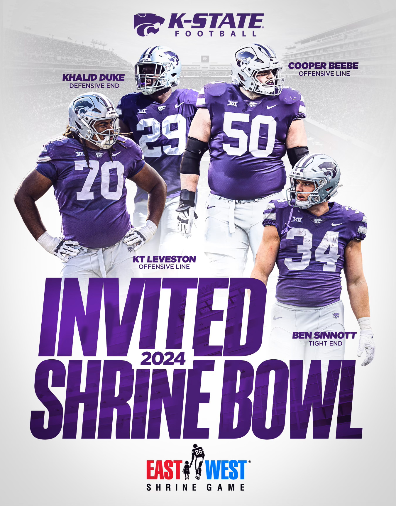Four Wildcats Earn Invitations to EastWest Shrine Bowl